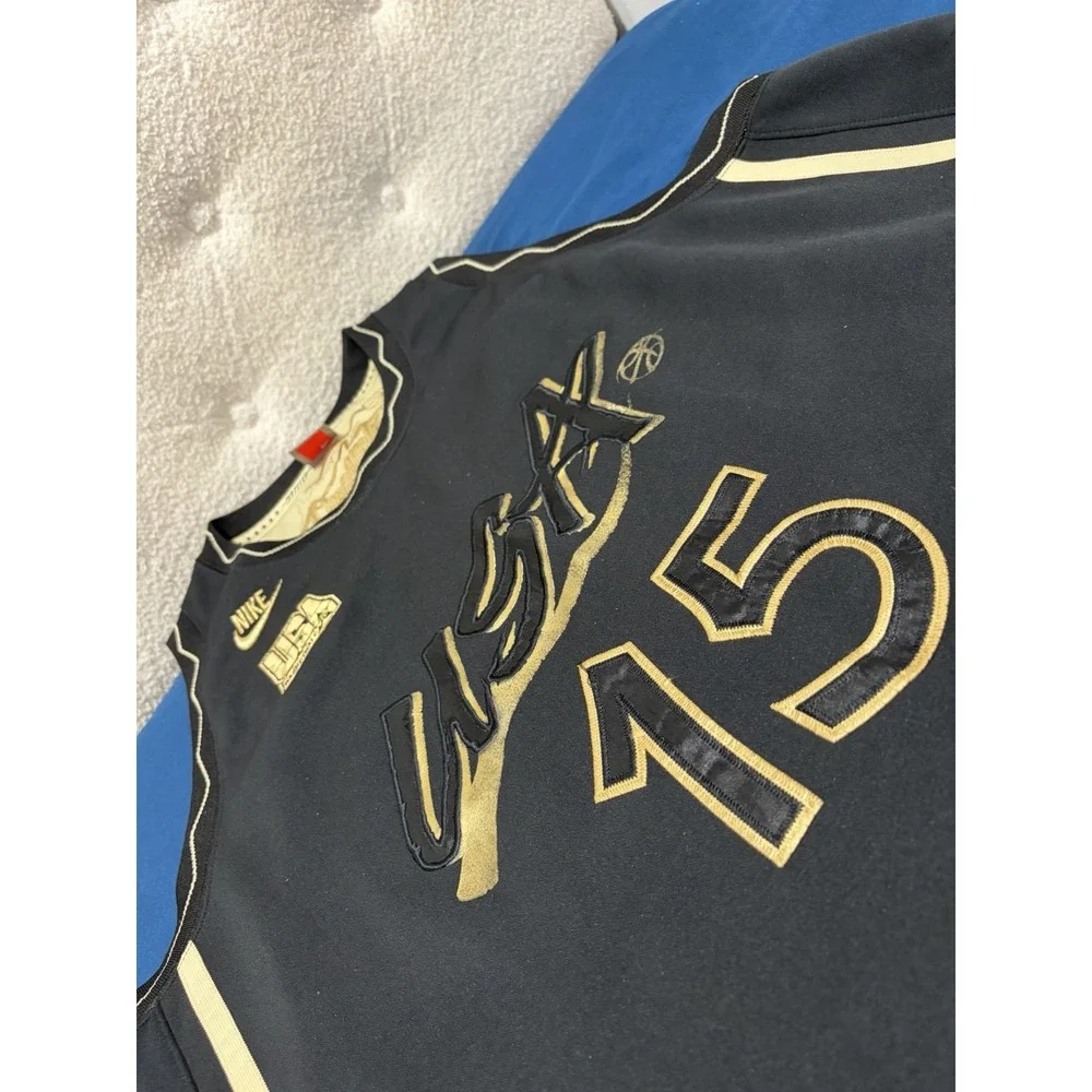 Vintage 1996 Authentic Nike USA Hakeem Olajuwon Basketball Jersey Black/Gold 2XL
